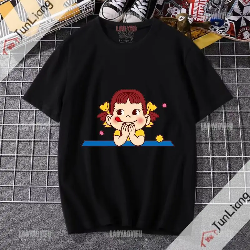 Kawaii Harajuku Punk Retro Milk Peko-chan Classic T-shirt Loose Y2k top unisque short fashion streetwear