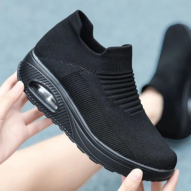 Sneakers Women Platform Light Beige Shoes Plus Size Casual Chunky Black Sneakers Woman Trendy Vulcanized Shoes