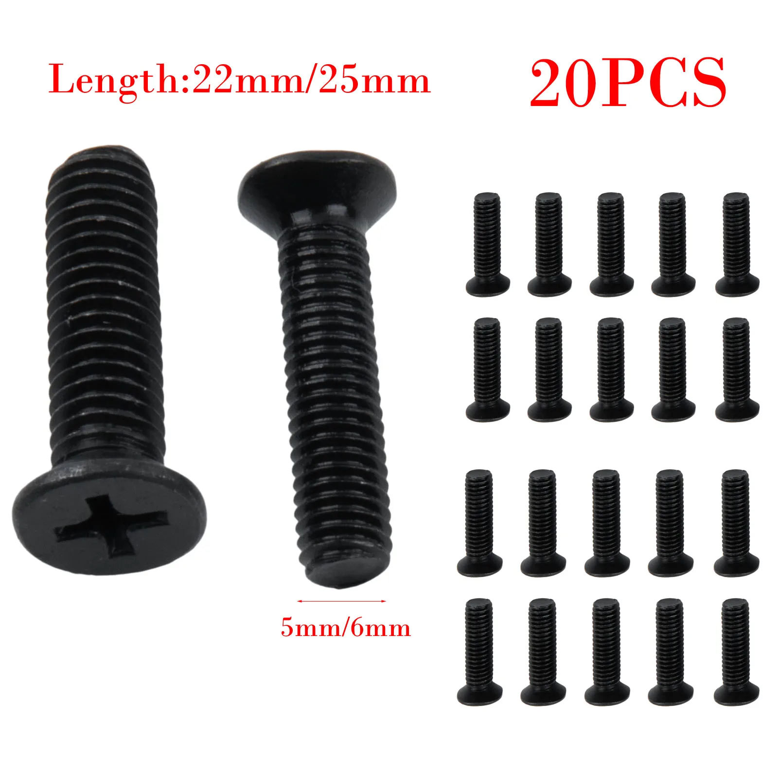 

20PCS Alloy Steel Left Hand Thread Fixing Screws M5/M6 22mm 25mm Flush Head Fasteners For UNF Drill Chuck Adapter Tool Parts