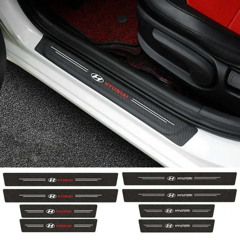 Decalque protetor de limiar de porta de carro para Hyundai Kona IX35 IX20 Accent Elantra Sonata Solaris Azera I30 Creta Tronco Adesivo para-choque