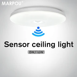 MARPOU Sensor Ceiling Lamp 8W 16W Automatic Sensor Switch Modern Ceiling Lighting For Corridor Garage Stair Balcony 220V 240V