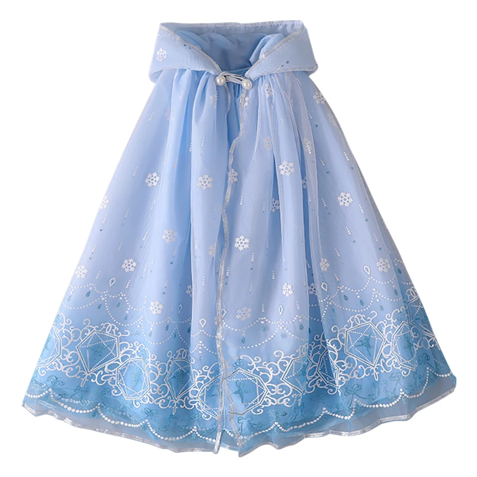 

Новый карнавальный блестящий плащ для девочек на Рождество, праздничный сетчатый плащ с пайетками, детская накидка с принтом, плащ принцессы Эльзы для Хэллоуина