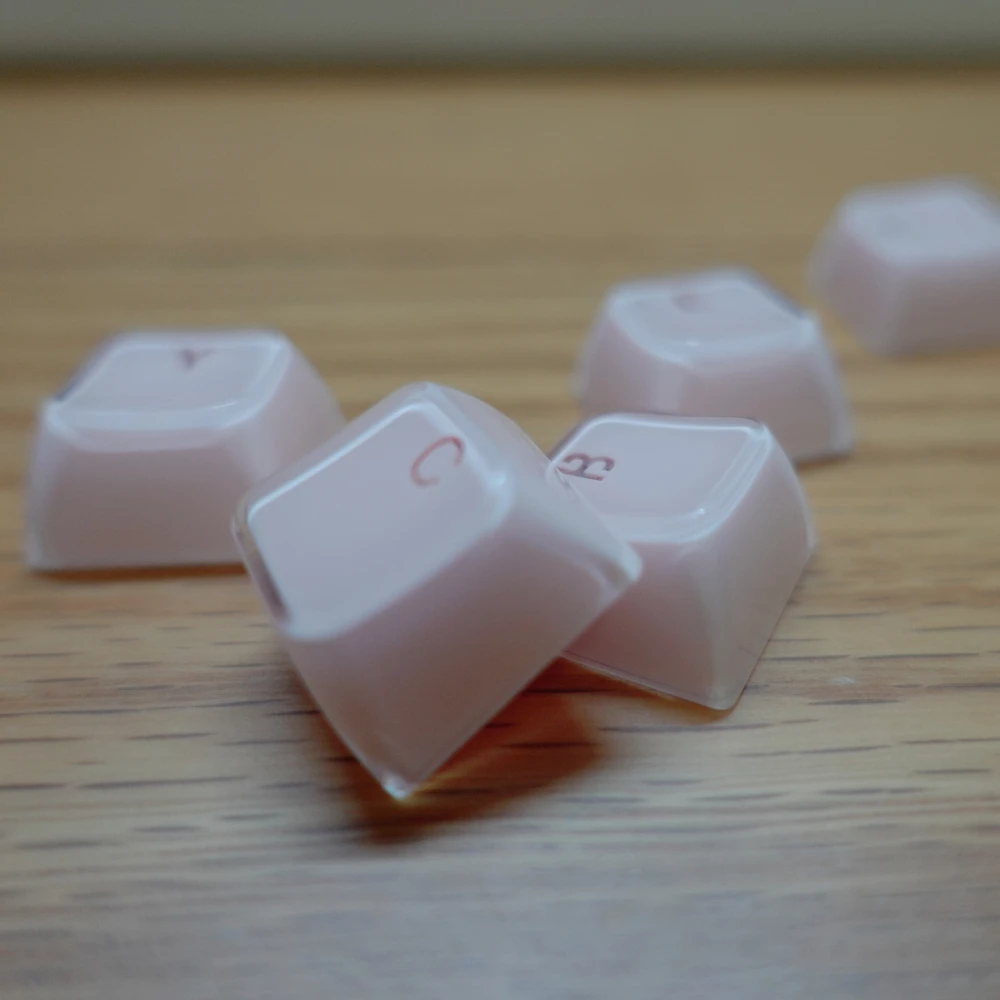 Custom White Pink Jelly Pudding Crystal Transparent MDA Profile Keycap Acrylic Cute 136 Keys for AJAZZ AK820 Mechanical Keyboard