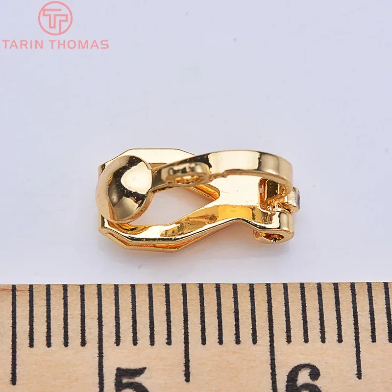 Clip para pendientes de Latón chapado en oro de 24K, 10 piezas, 10x16MM, alta calidad, para hacer joyas, DIY, 2136