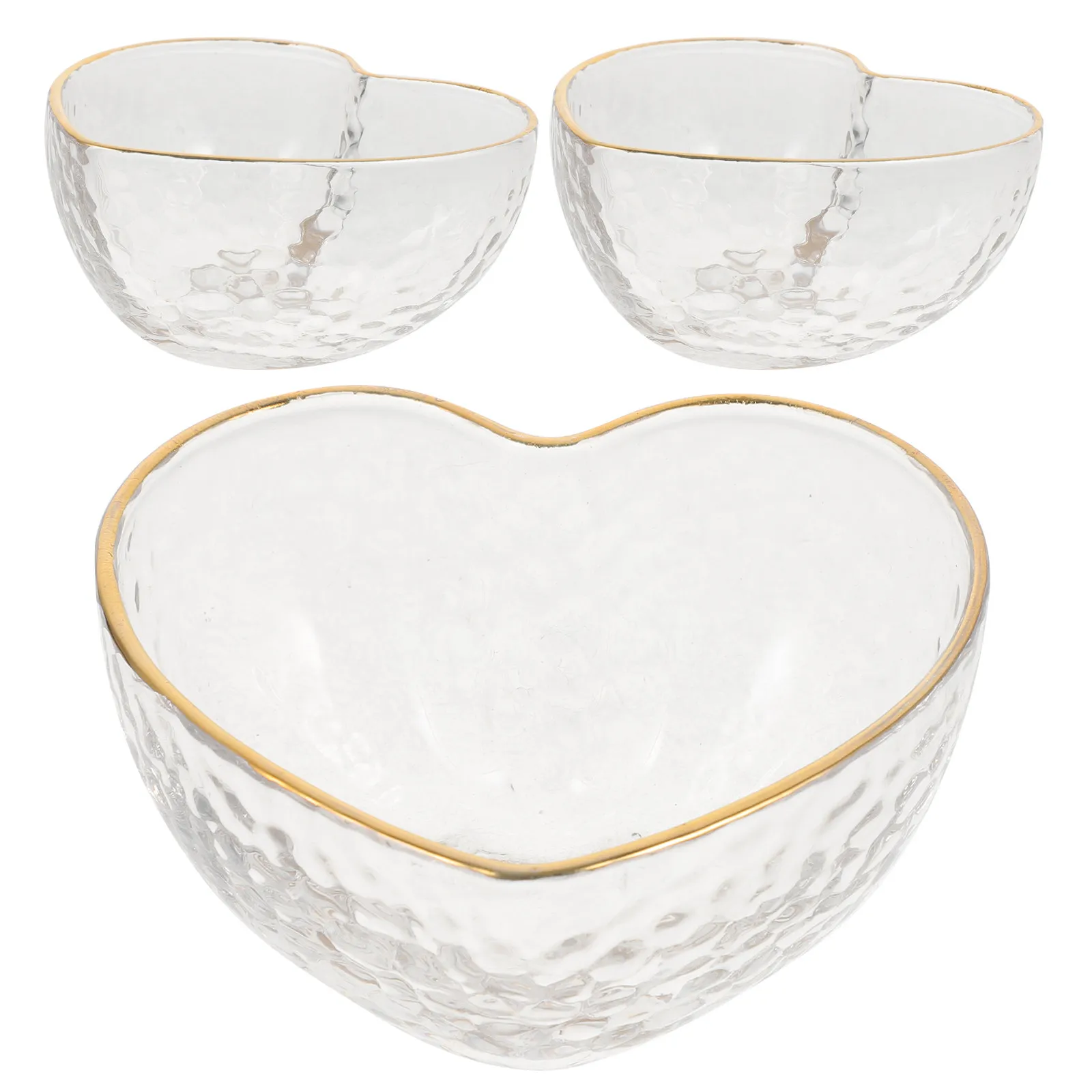 

3Pcs Transparent Crystal Glass Bowls Exquisite Salad Dessert Containers Heat-Resistant Creative Food Storage Tableware