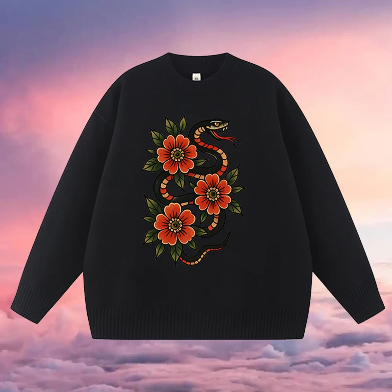 

Y2K Aesthetics Casual Trendy Vintage Pullover Autumn and Winter Harajuku Hip-Hop Warm Sweater High Street Punk Classic Women Top