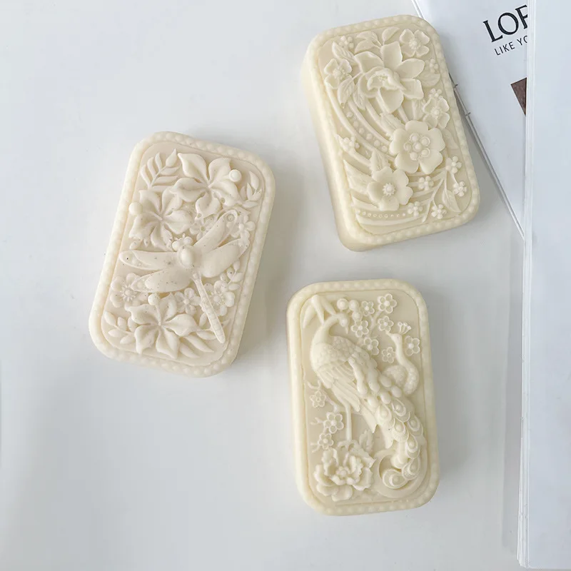 Relief flower soap silicone mold DIY handmade soap diffuser stone plaster pendant drops glue mold