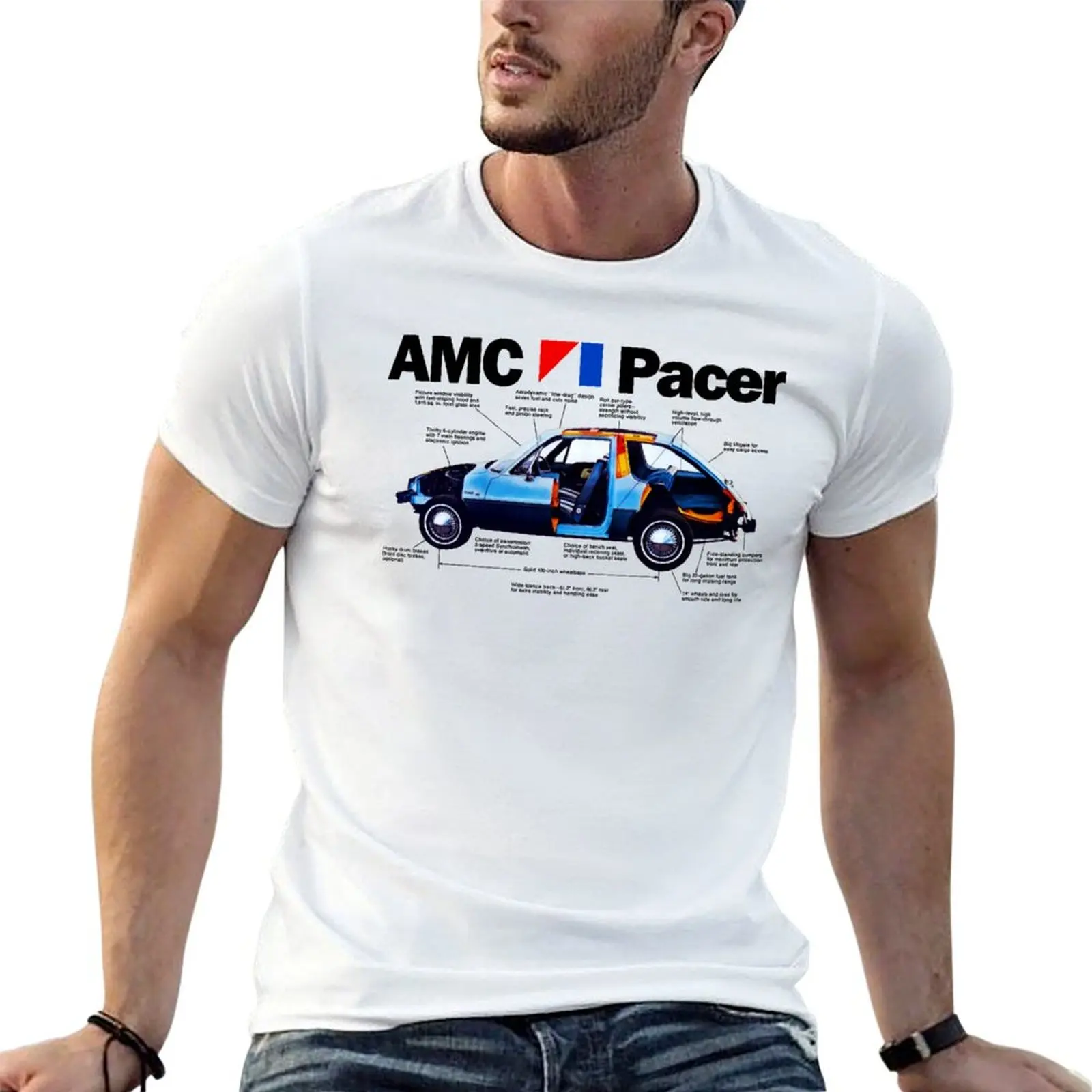 

Футболка AMC PACER, мужские футболки, хлопковые забавные футболки, мужская футболка