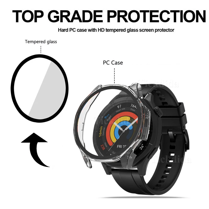 Tempered Glass+Case for Huawei Watch GT 5 46mm Screen Protector Frame Bumper Cover for Huawei Watch GT5 46mm Case