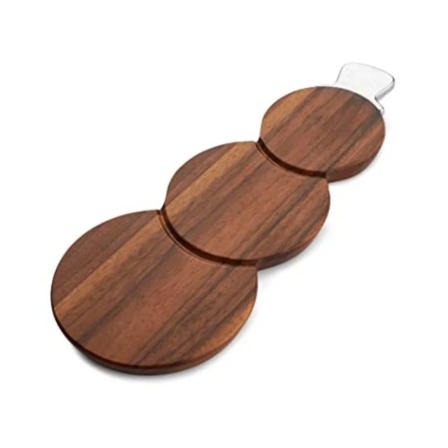

Snowman Cheese Board – Holiday Acacia Wood Charcuterie Tray with Chrome Plate Spreader, Seasonal Serveware & Giftable Entertain