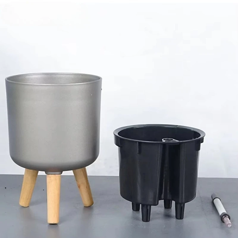 Plastic planter with bracket Self-service watering Large garden flower pot Balcony
