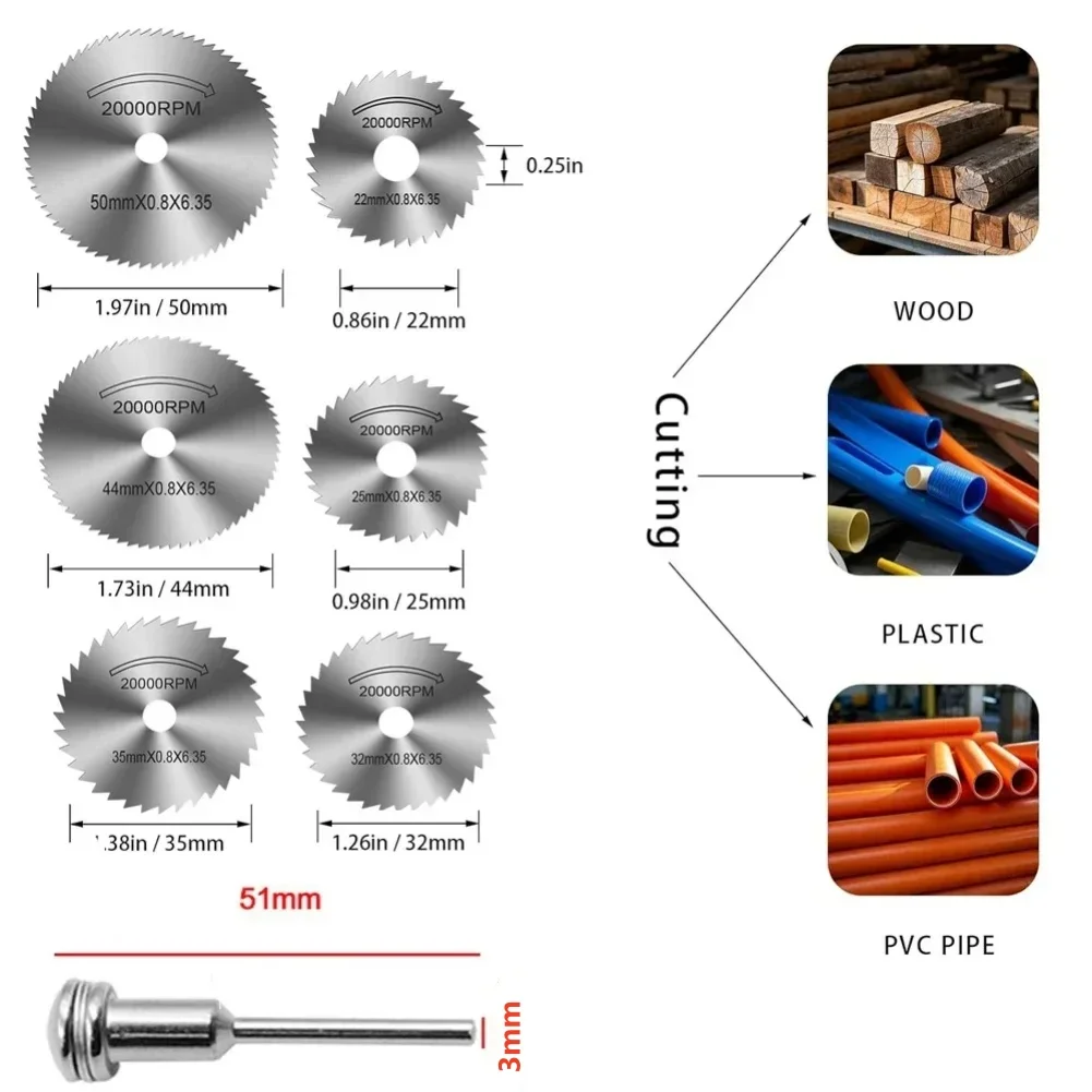 31Pcs Cutting Disc Dremel Rotary Tool Set Circular HSS Saw Blade Resin Wheel Wood Metal Plastic Glass Stone Grooving Trimming