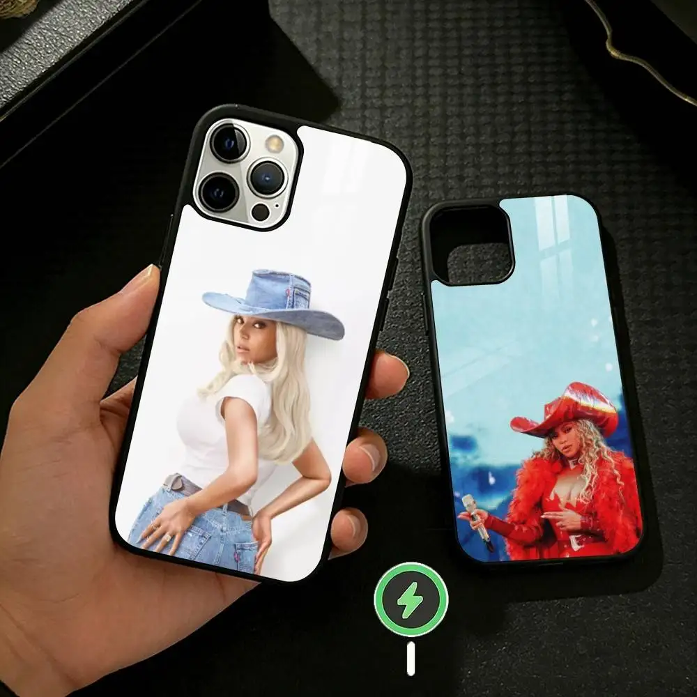 

B-beyonce Cowboy Cool singer Phone Case For iPhone 17/16/15/14/13/12/Plus/Pro/Max for Magnetic Wireless Charging