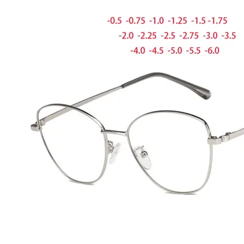 Modne kocie oczy Metalowa ramka okulary do Krótkowzroczności z filtrem Anty Blue
