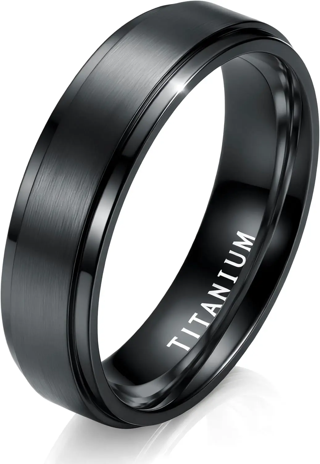 Titanium Wedding Band Ring for Men Women 6mm 8mm Comfort Fit, Matte Brushed Finish Polished Edge, Promise Anniversary Ring
