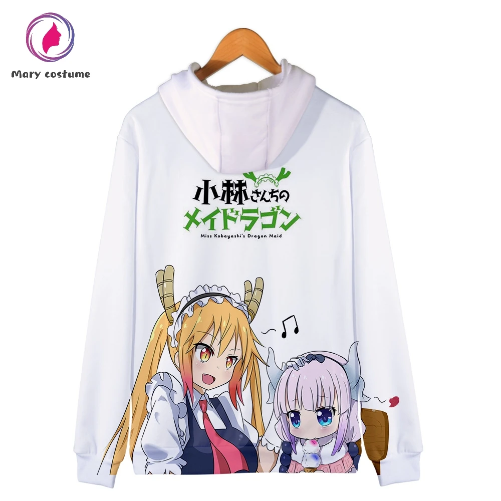 3D Miss Kobayashi's Dragon Maid Zipper Sweatshirt for Boys and Girls, Polyester Hoodies, Cute Hooded Sweatshirt, Casual Fashion,