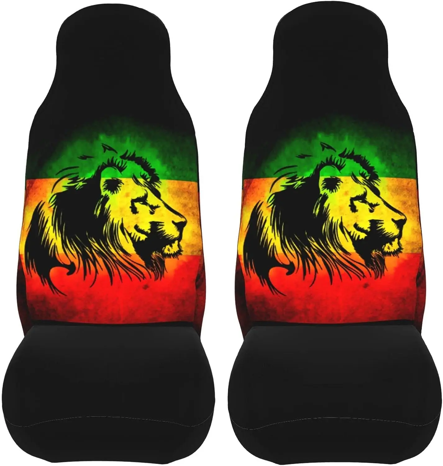 Jamaican Lion Flag Pattern Car Seat Covers 2 Pcs Front Seat Protector Cover Cushion Decor Universal Fit Most Vehicle Car SUV