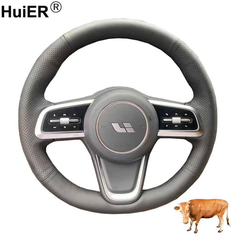 Cow True Leather Hand Sewing Car Steering Wheel Cover For LiXiang Leading Ideal Li One 2019 2020 2021 2022 2023 2024