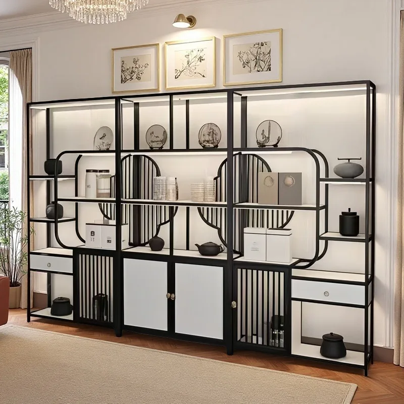 DSA light luxury Chinese-style Bogu frame ornament decorative cabinet Duobao Pavilion office wrought iron shelf tea display