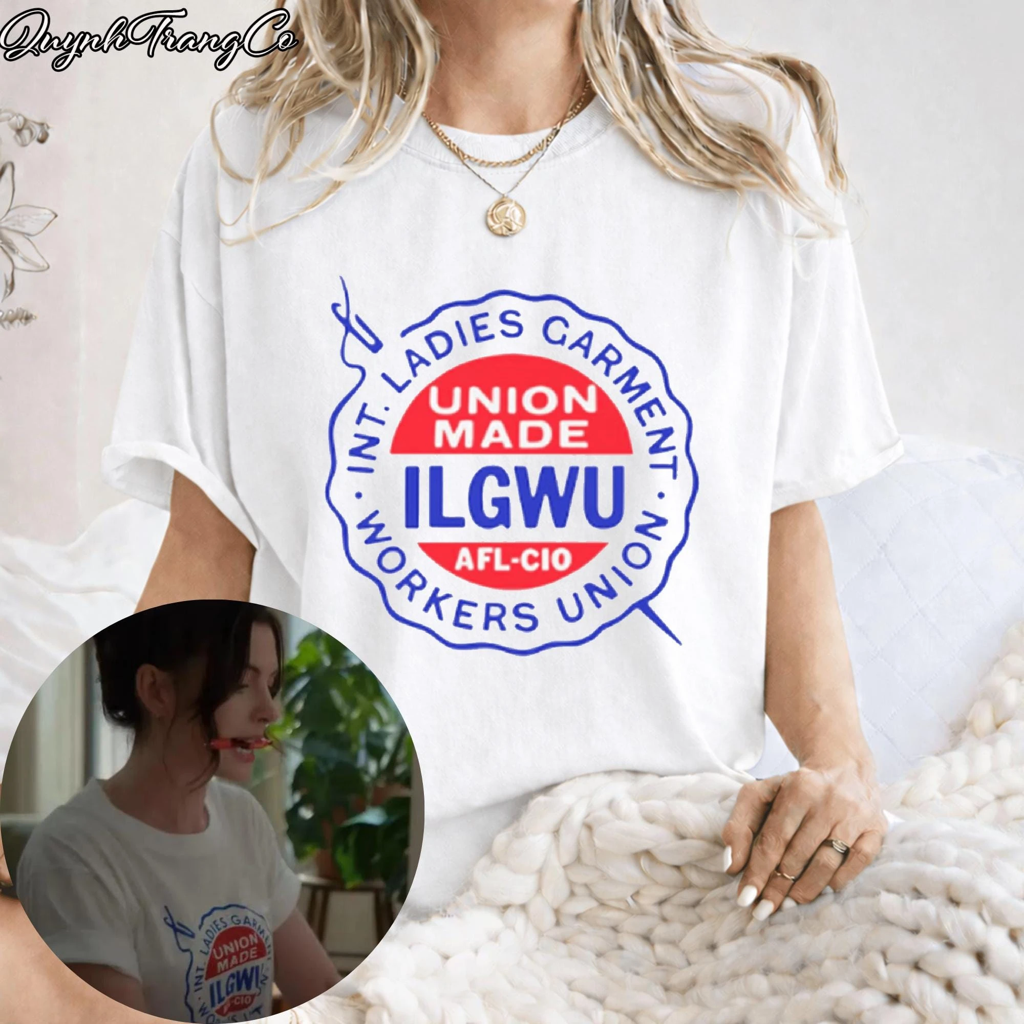 Camiseta ILGWU Estilo Andy Sachs do Filme The Devil Wears Prada 2 para Homens e Mulheres, Moda de Verão em Algodão, Camiseta de Manga Curta