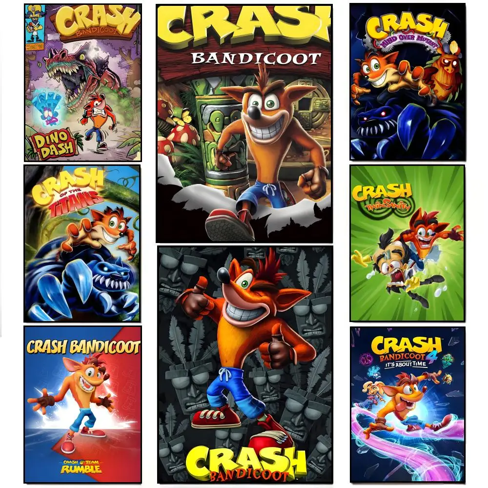 C-CrashS B-Bandicoot Game Poster Poster HD  Waterproof Wall Sticker Bar Living Room Decor Gift