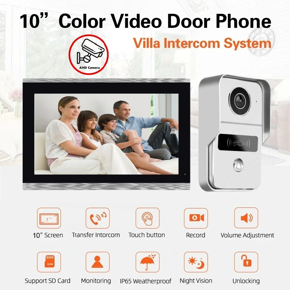 Sistema de intercomunicación de entrada de vídeo Wifi inalámbrico inteligente Tuya de 10 pulgadas 1080P con timbre Wifi cámara RFID tarjeta