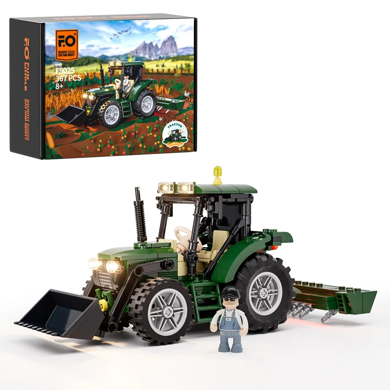 2024 New Technical Tractor Building Blocks Assembling MOC Bricks Model DIY Toys for Children Holiday Gift Set（Include Lights）