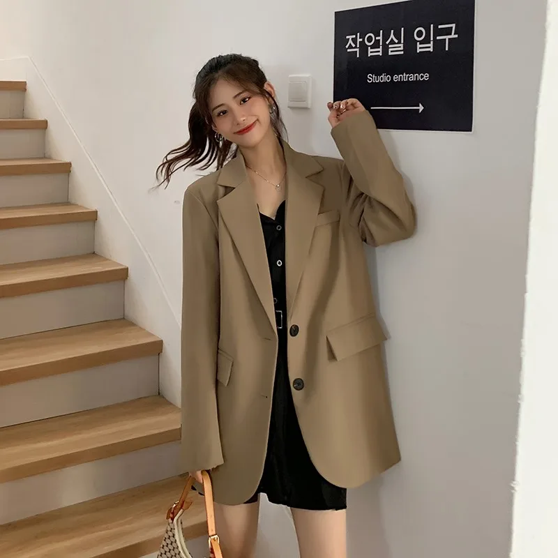 New Arrival Blazers Women Solid Color Single Breasted Long-sleeved Office Lady Korean Style Fashion Daily Short Suit Coat Female