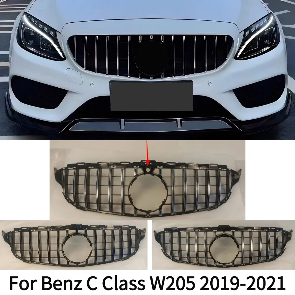 

Для Mercedes Benz C W205 C205 S205 2015-2021 Передний бампер Решетка радиатора Впускная средняя сетка Тюнинговая решетка Совместима с C180 C2