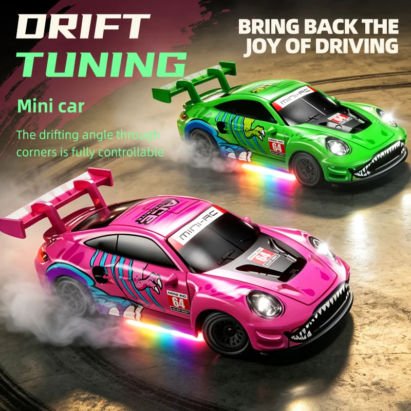 1/64 High Speed Drift RC Car with Light 2.4G 4WD Remote Control Car Desktop Mini Racing Cars Proportion Model Toy Gifts for Boys