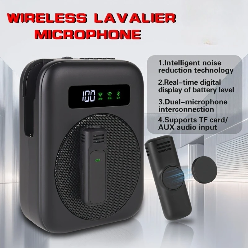 Wireless Loudspeaker with Waist Hanging & Pants Clip Feature Portable Audio Device for Teachers Guides Docents