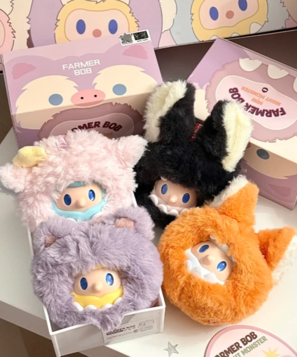 

Для фермера Боб, мини-ночная серия Monster, слепая коробка, модные игрушки, милая виниловая плюшевая подвеска, кукла Боб, загадочная коробка, подарок на день рождения
