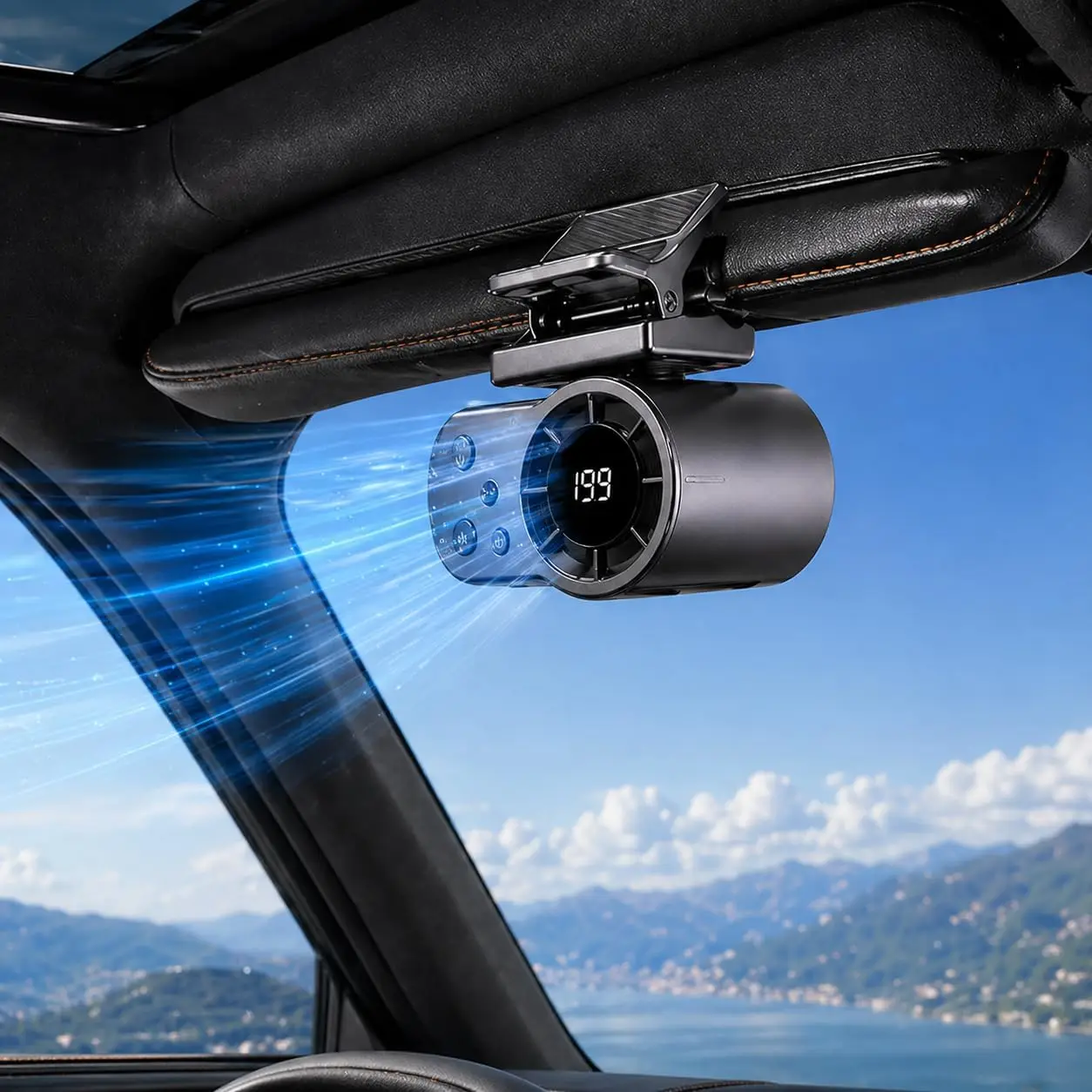 Car AC Clip Fan: 199-Speed Brushless Engine & Reinforced Mount | Clip On Car Fan: 199-Speed Brushless Engine & Reinforced Mount