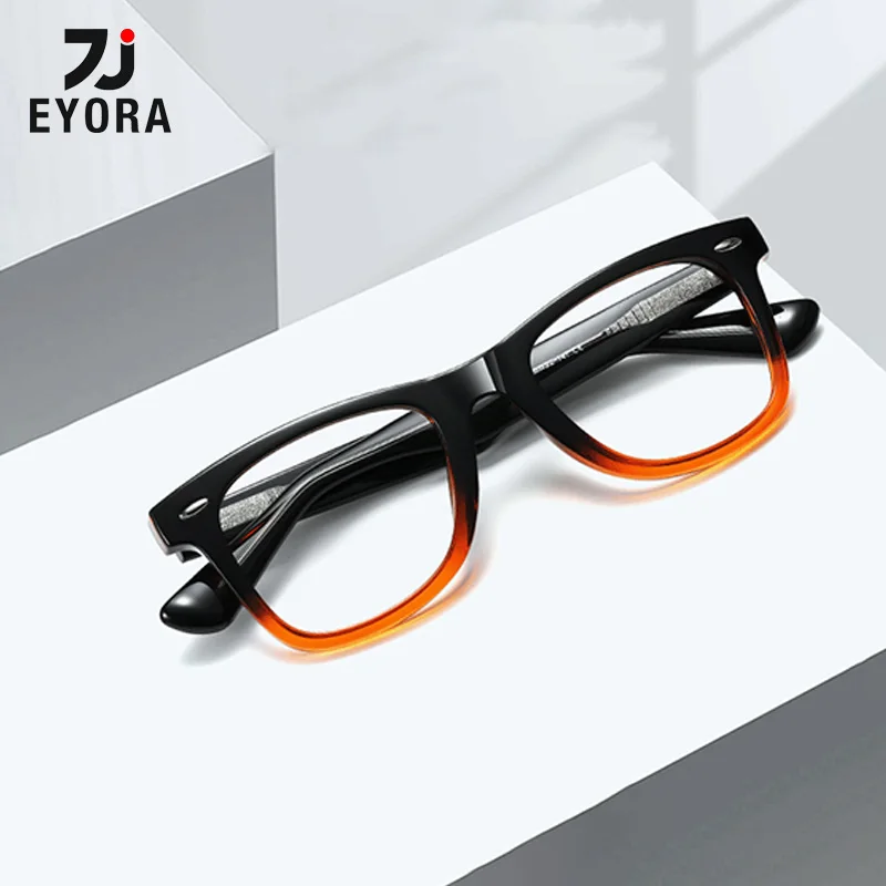 

EYORA Retro TR90 Square Reading Glasses Anti Blue Light Photochromic Myopia Glasses Progressive Prescription Optical Eyewear