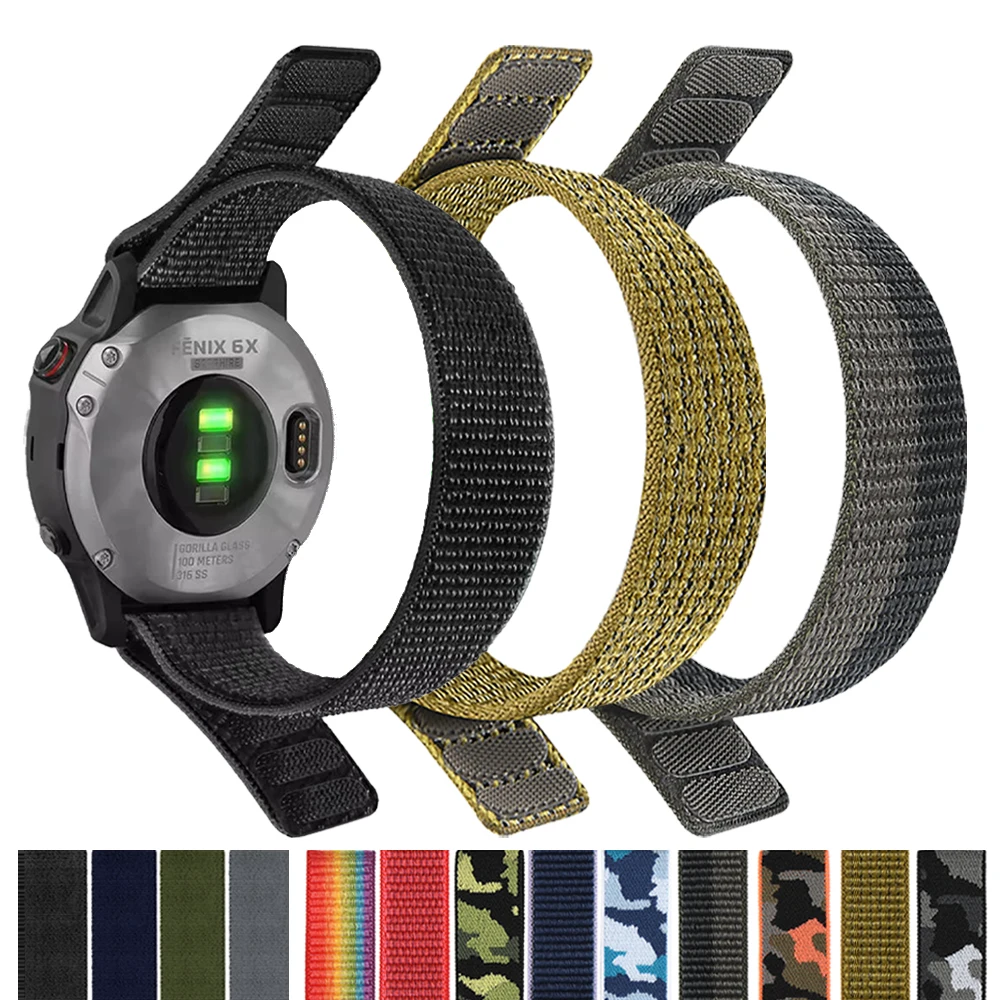 Bracelet de montre en nylon 26/22 mm pour Garmin Fenix 8 8Pro 7 7X 6 6X 5X/Forerunner 970/Enduro 3 2/Instinct 3 2X, bracelet tissé QuickFit