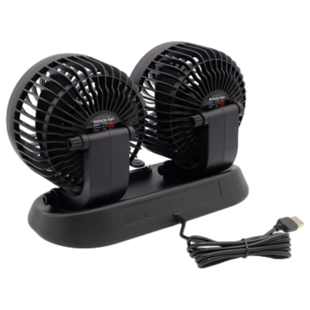 Car Dual Head Fan USB Powered Portable Air Conditioner Cars Electric Fan 360 Degree Omni-directional Rotating For Car