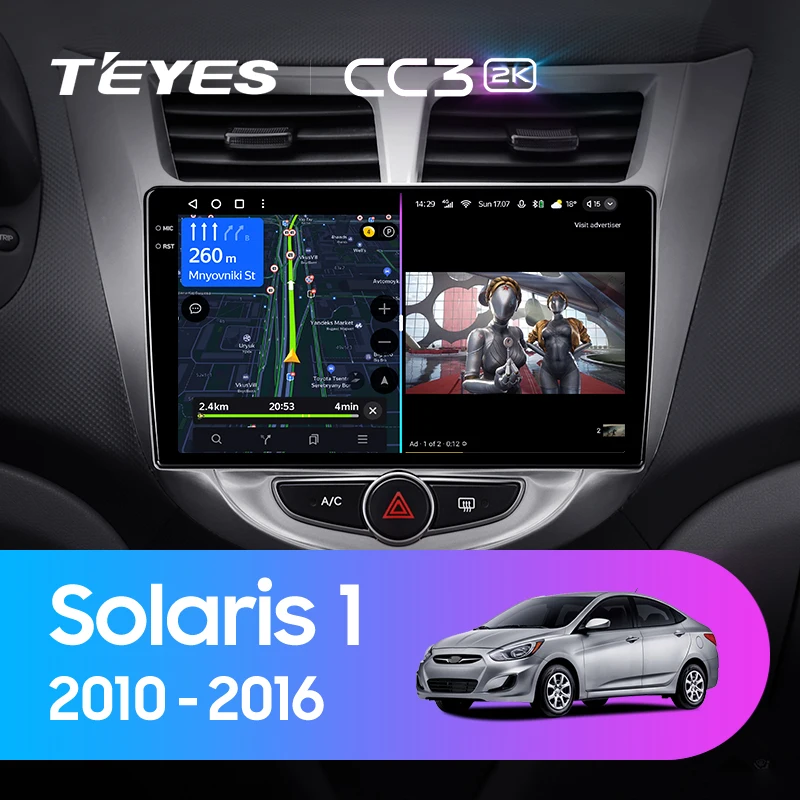 TEYES CC3 2K For Hyundai Solaris 1 2010 - 2016 Car Radio Multimedia Video Player Navigation stereo GPS Android 10 No 2din 2 din dvd