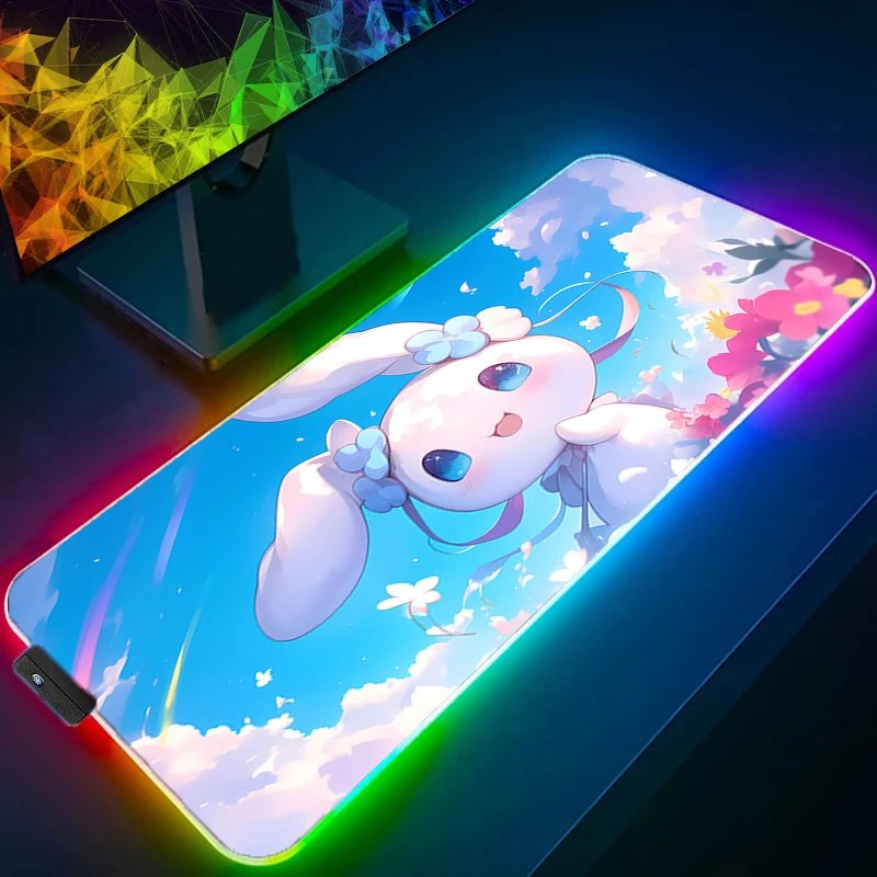 

Коврик для мыши RGB C-cinnamoroll, большая подсветка, коврики для офисного стола, игровые аксессуары для ПК, XXL 900x400, светодиодный коврик для мыши, коврик для клавиатуры ноутбука