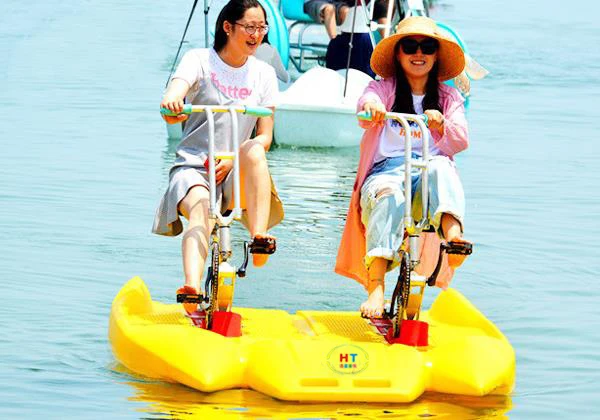 Outdoor Park Sport Play Dolphin Cycle Pedal Adult Water Exercise Bike 2 Persons Plastic Water Bicycle