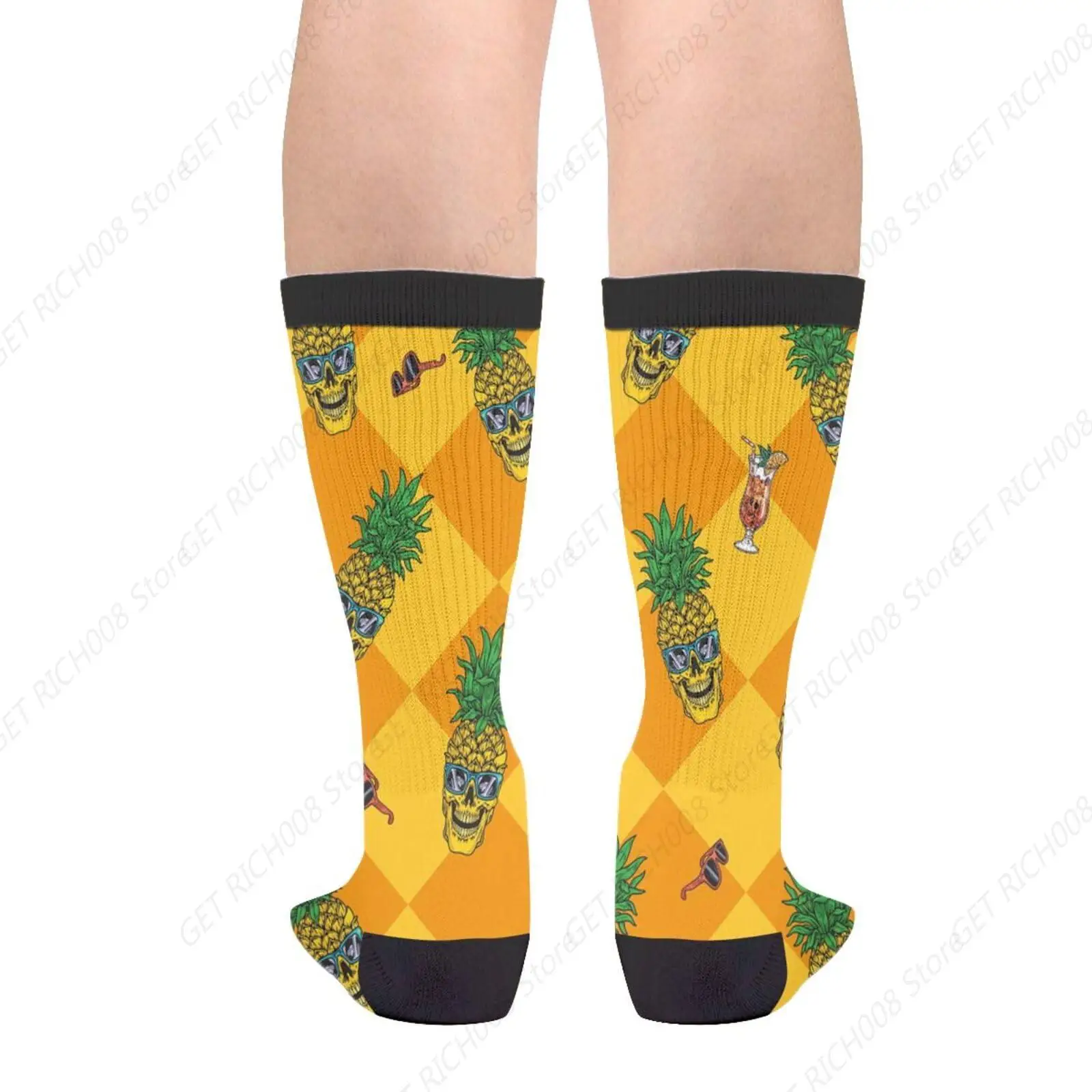 Pineapple Skull Eyes Cool Summer Casual Funny Funky Novelty Fashion Socks For Men Women