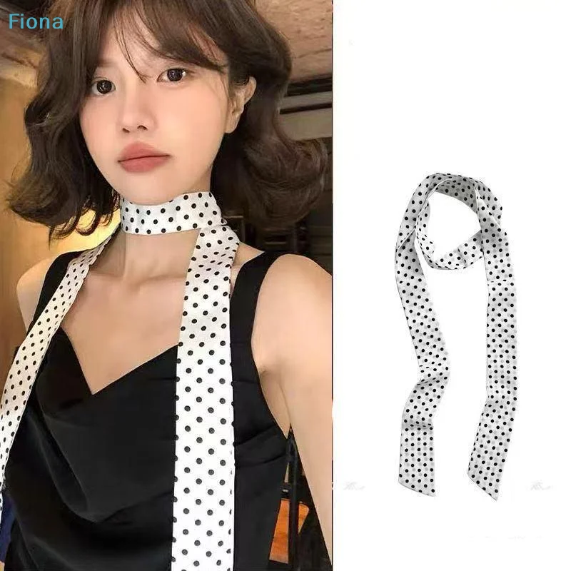 ✔Fashion Polka Dot Silk Scarf Versatile Headwear Hair Band Korean Style Luxury Silk Scarf Belt Package Hanging Decor Accessories image 3