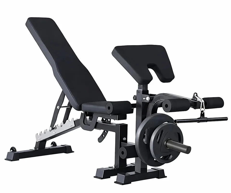 Multi-Function Adjustable Weight Bench with Leg Developer and Preacher Curl Attachment Home Gym Fitness Equipment