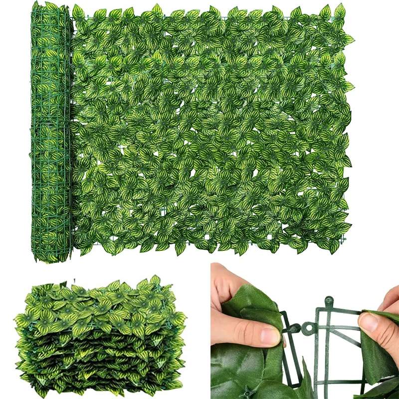 Paneles de valla de hoja verde con seto de hiedra Artificial, pantalla de valla de privacidad falsa para decoración de hogar, jardín al aire libre, balcón, 0,5x3m