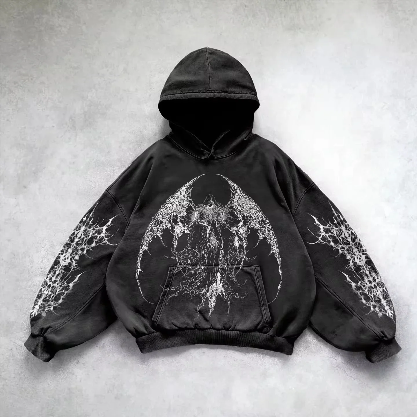 NONE Sweat à Capuche Rétro Gothique Evil Angel Noir/6XL 4