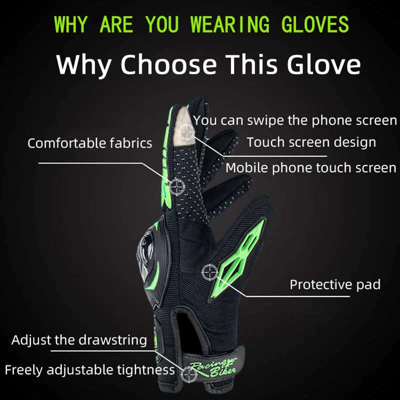 Touch Screen Motorcycle Gloves Breathable Full Finger Racing Gloves Outdoor Sports Protection Riding Gloves Guantes Moto