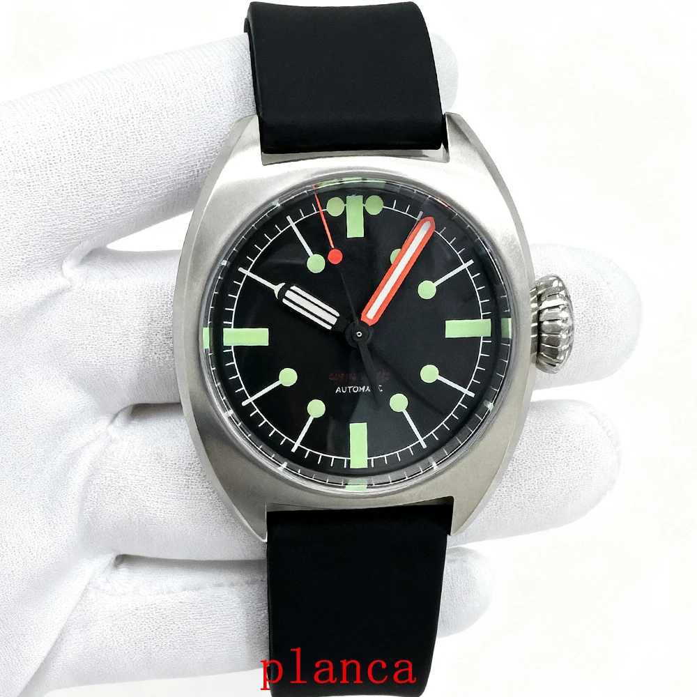 นาฬิกาข้อมือผู้ชายแบบกลไก ขนาด 36 มม. รุ่น NH35 สายหนัง พร้อมโลโก้สั่งทำพิเศษ เรืองแสงในที่มืด สไตล์ลำลอง แฟชั่น