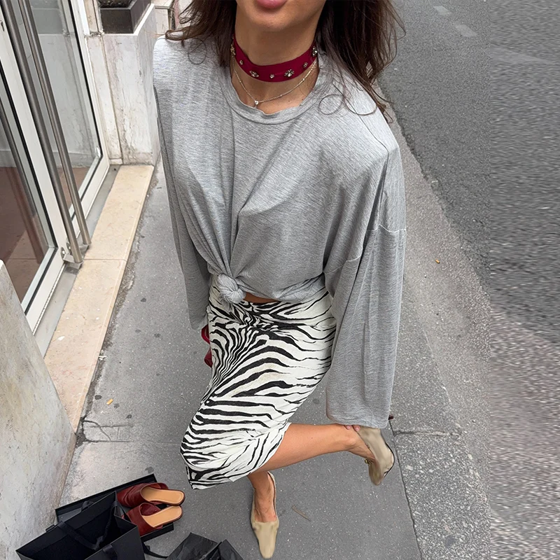 Damen-Herbstrock mit Zebra-Print, modisch, hohe Taille, schmal geschnitten, vielseitig kombinierbar, langer Rock, Damenmode 2026, schicker Winter-Look, Streetwear für Damen – Detail 13