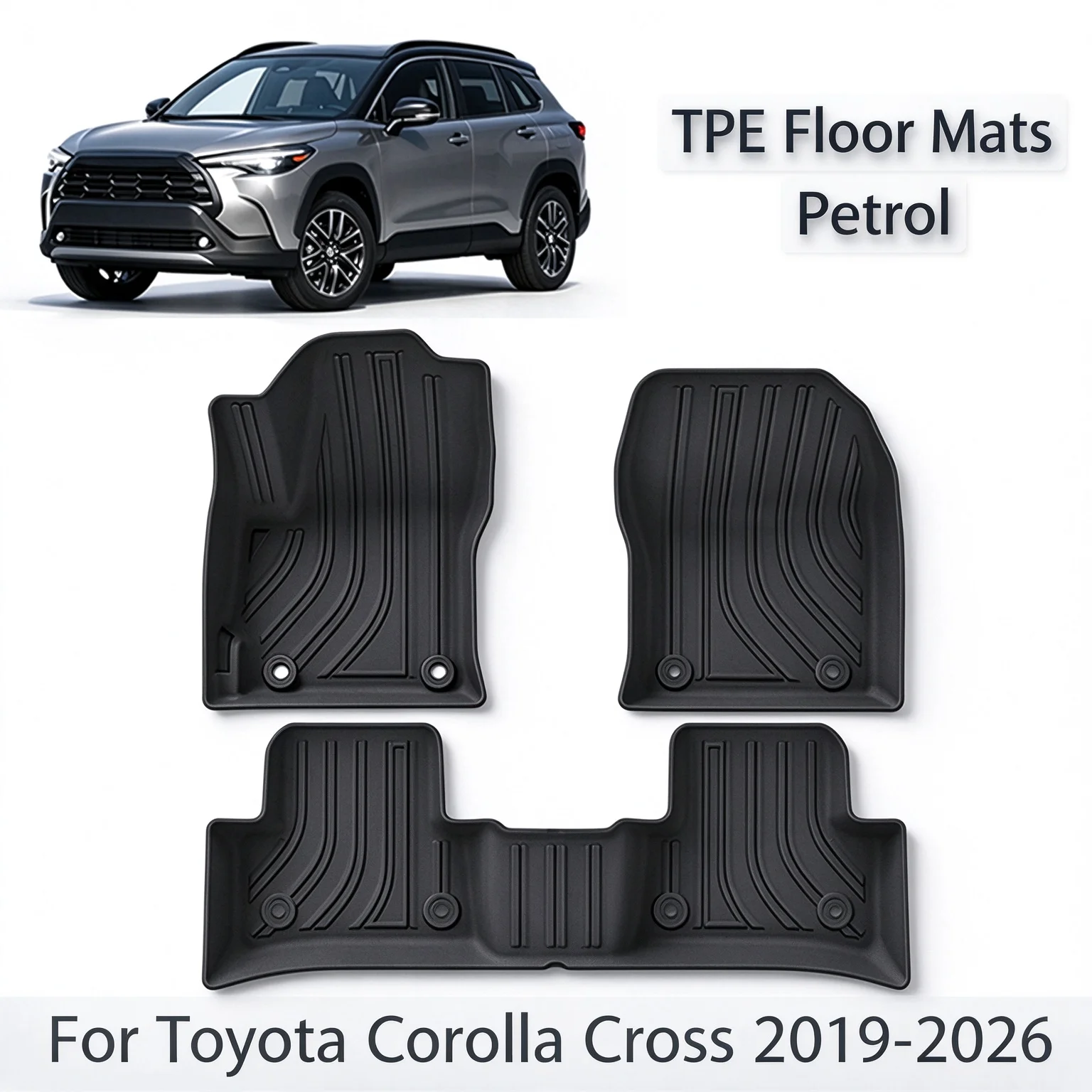 For Toyota Corolla Cross 2019-2026 Fuel All Weather Custom Fit 3D TPE Car Floor Mats Waterproof Odorless Interior Accessories