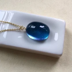 Natural Blue Aquamarine Fish Pendant Aquamarine 23*17*11mm Rectangle Gold Women Fashion Jewelry AAAAAA