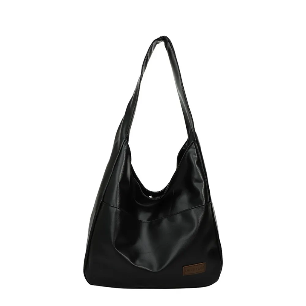 

Trendy Vintage Single Shoulder Bag Large Capacity Simple Minimalist Tote Bag PU Leather Ladies Handbags Girls